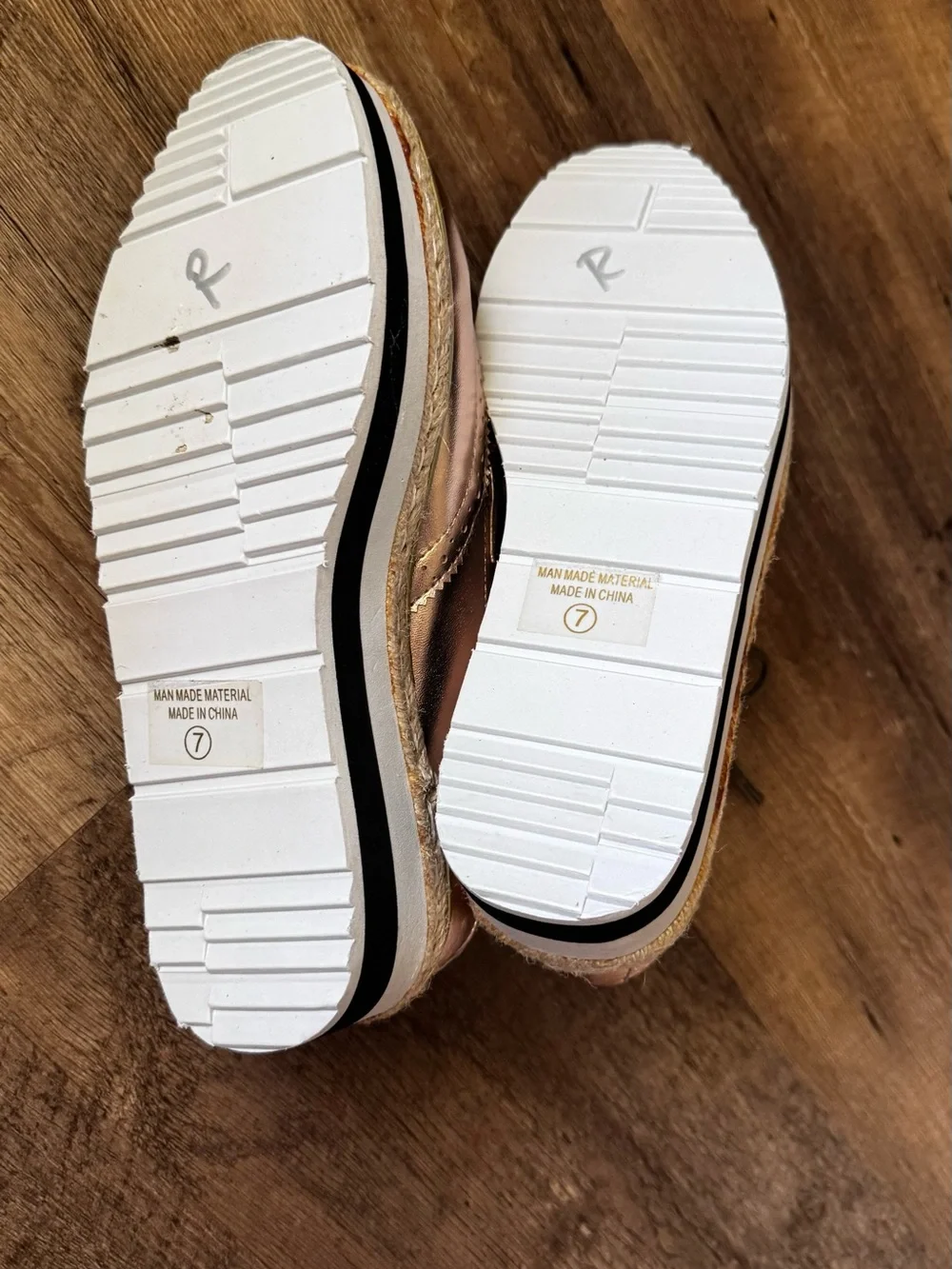 Women's Rose Gold Wingtip Platform Oxfords